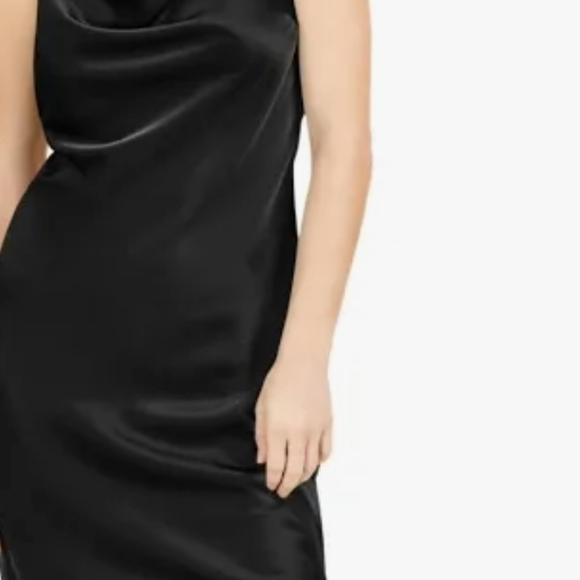 BAR III BLACK DRESS WITH A SATIN FINISH AND A DRAPEY COWL-NECKLINE. SIZE L - Picture 9 of 14